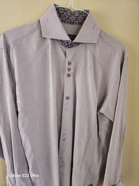 Men's Patterned Light Pink Dress Shirt with Floral Contrast Trim